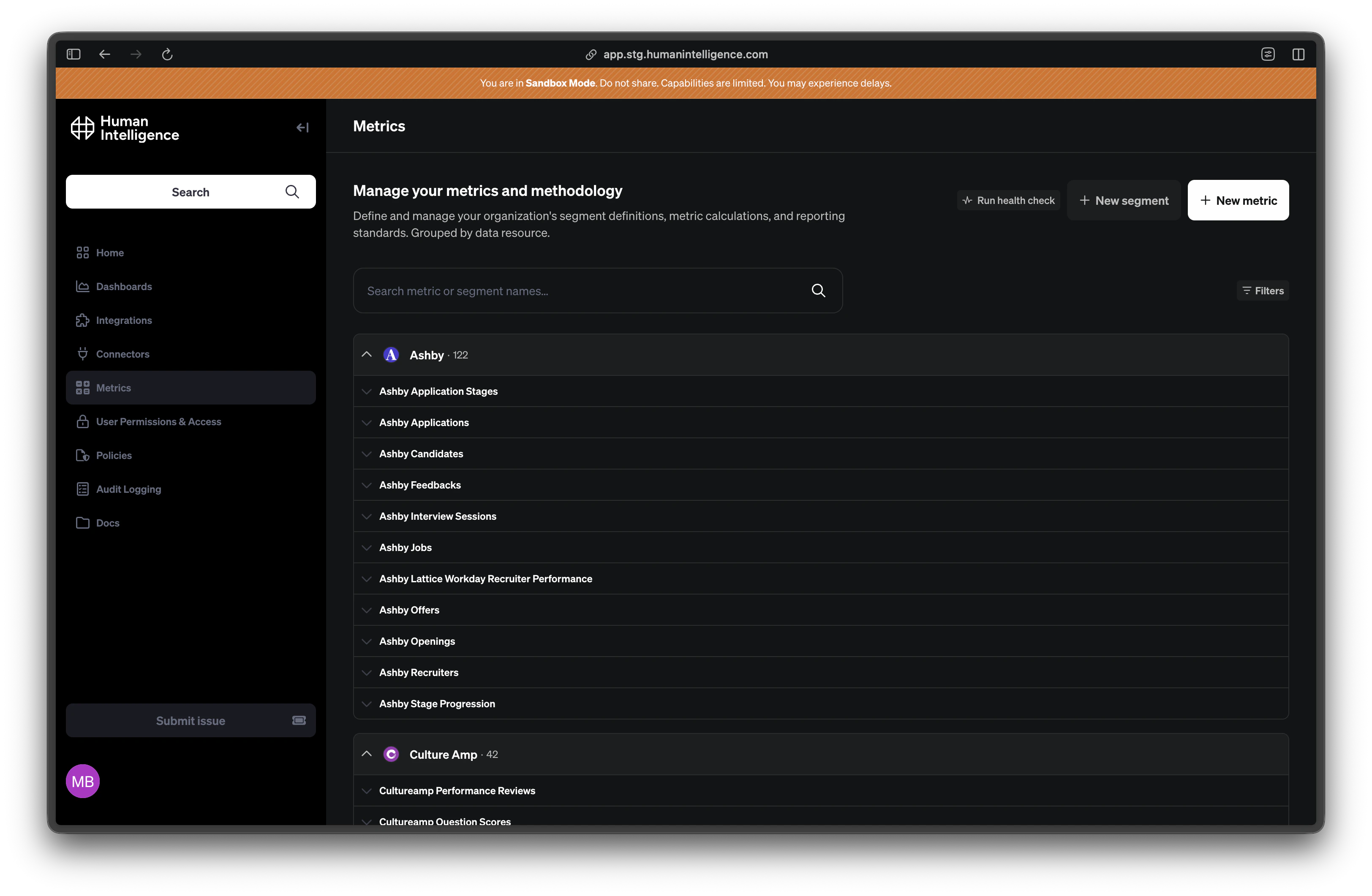 Metrics catalog