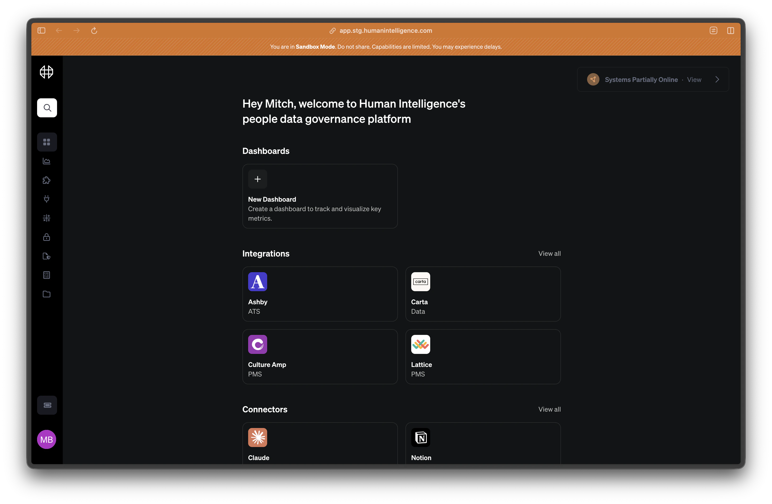 Human Intelligence home screen