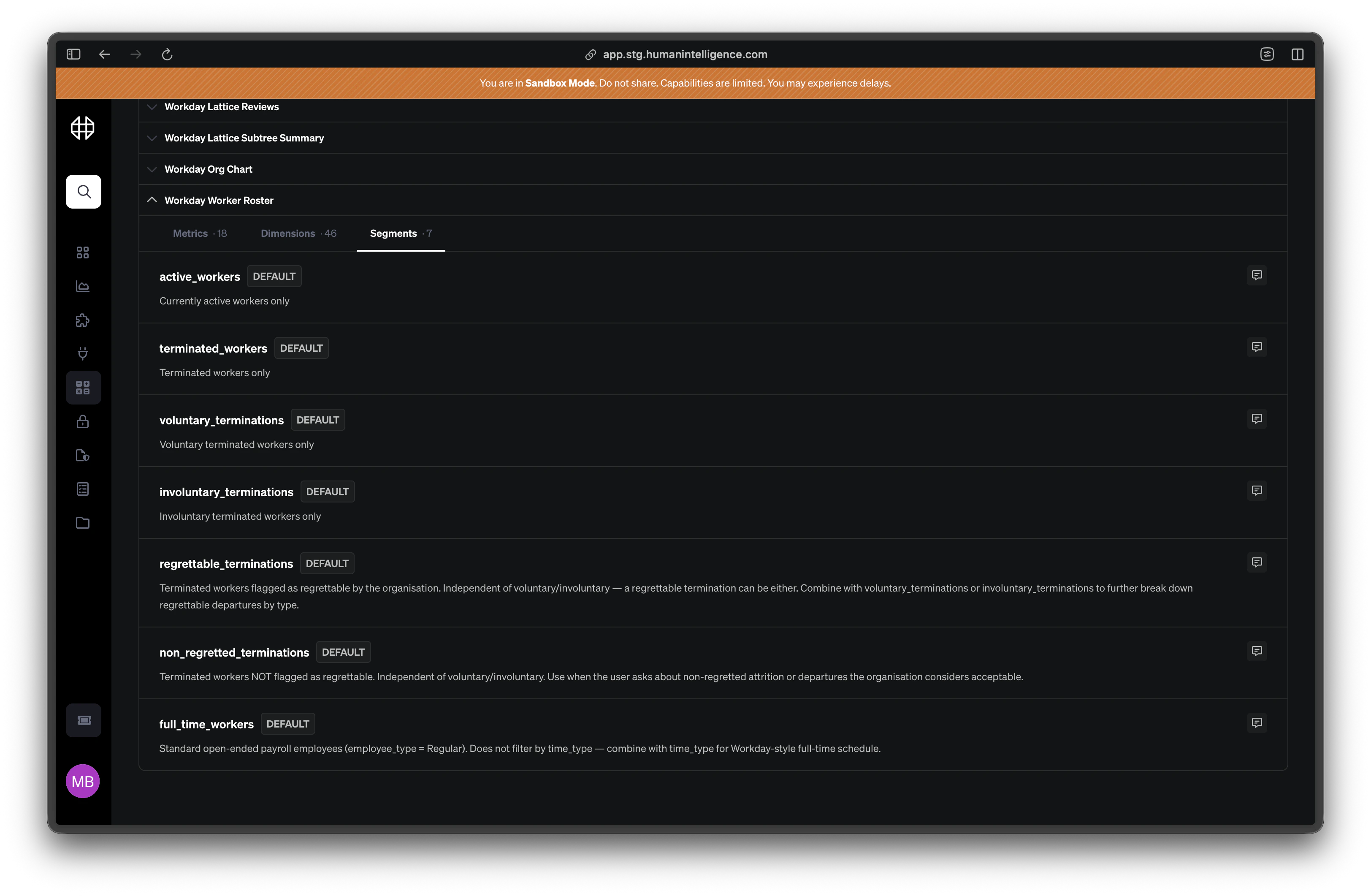 Segments view