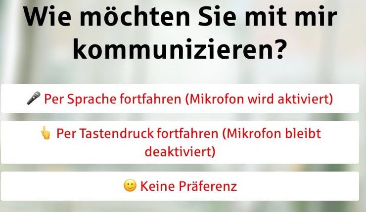 Plural Kommunikationsauswahl mit Sprache und Tastendruck