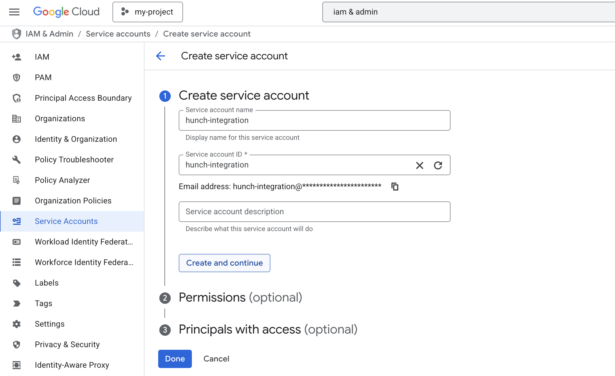 GCP Service Account Name