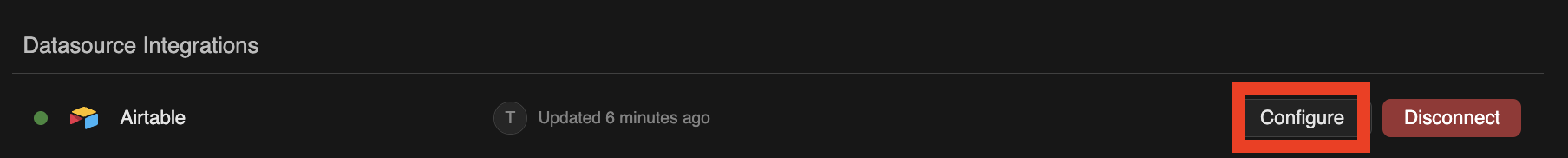 Click Configure next to Airtable
