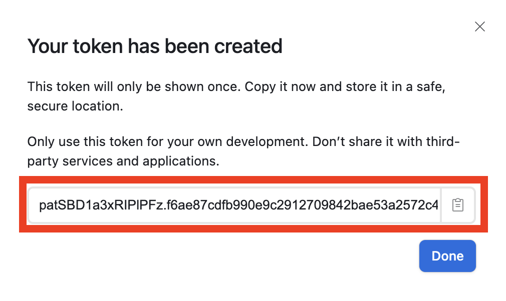 Copy the generated access token