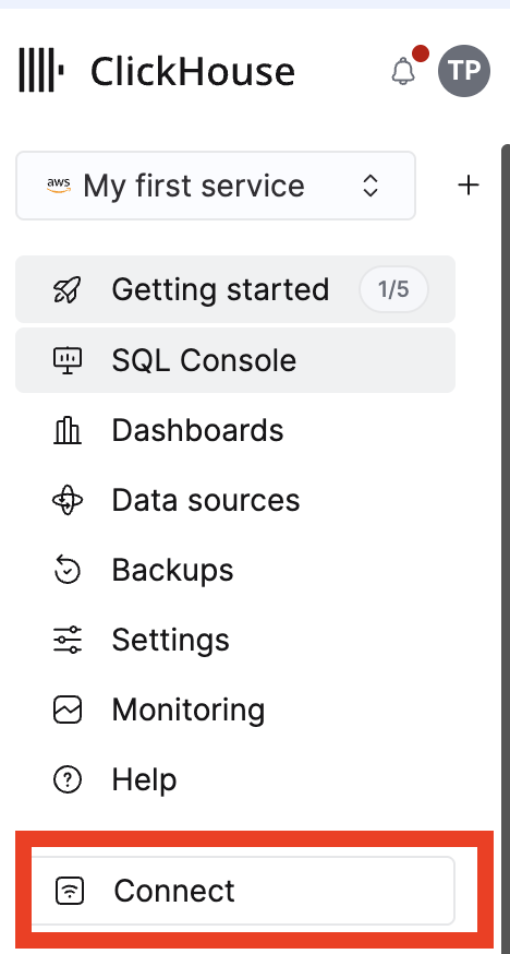 Click Connect in the sidebar