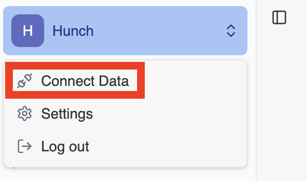 Click Connect your data in Hunch