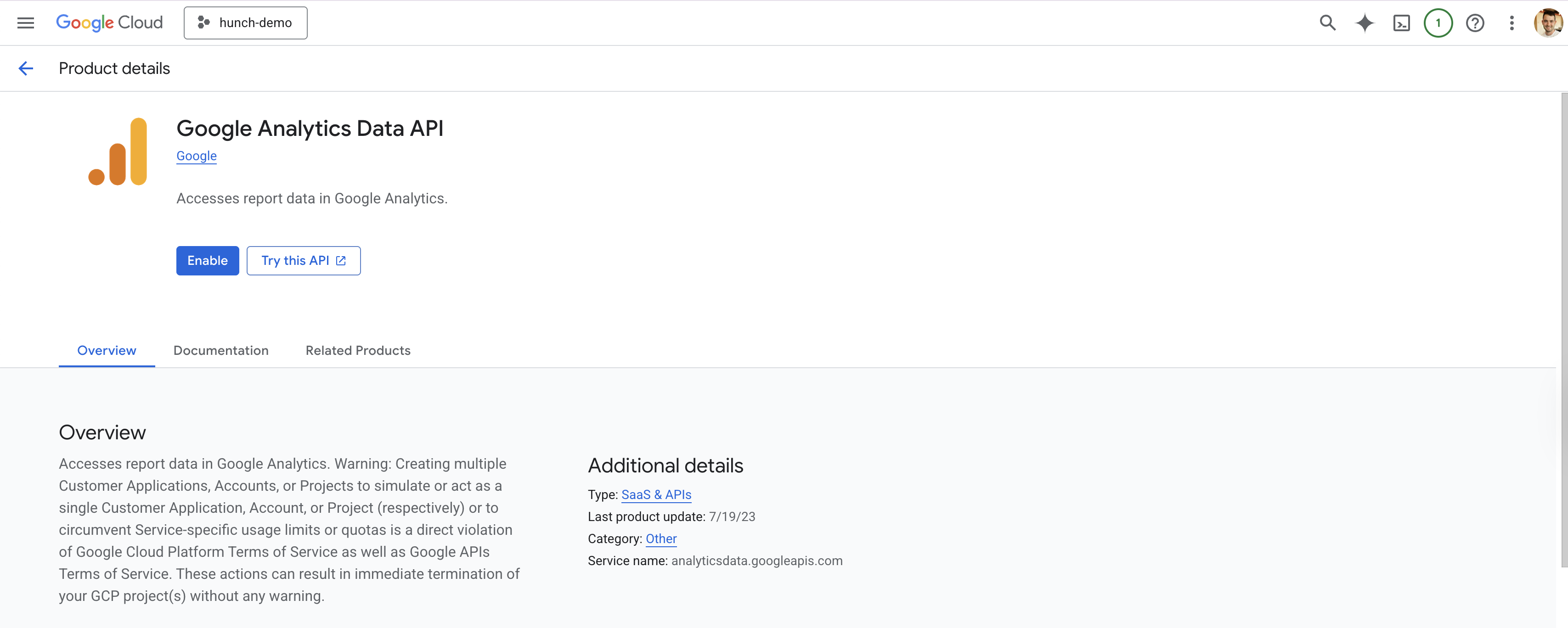 Google Analytics Data API Enable