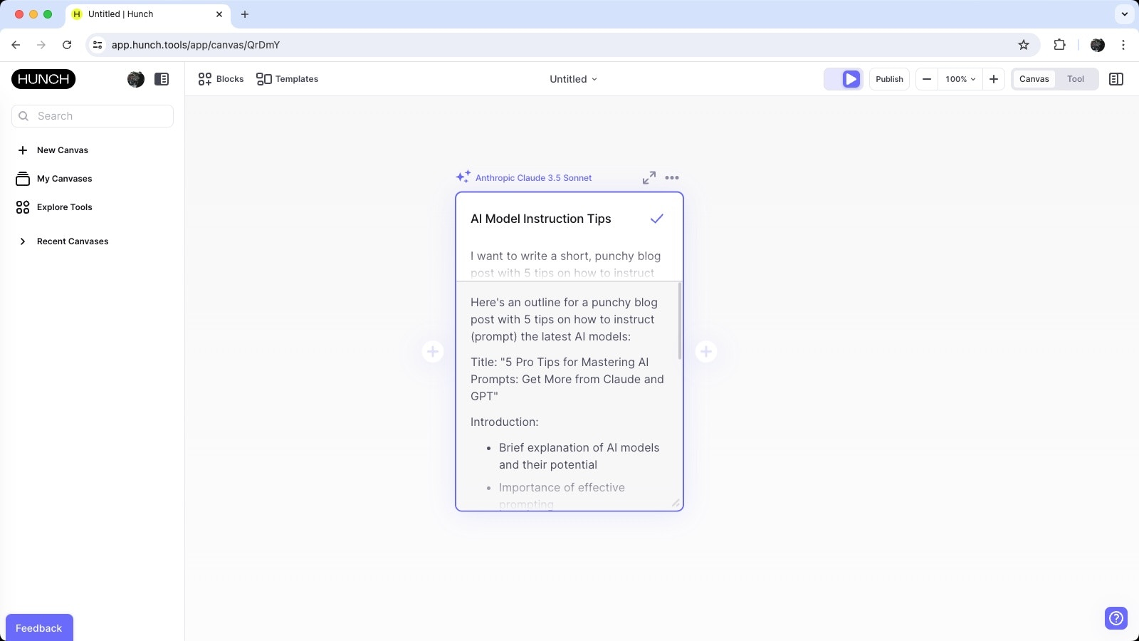 Output from the first block