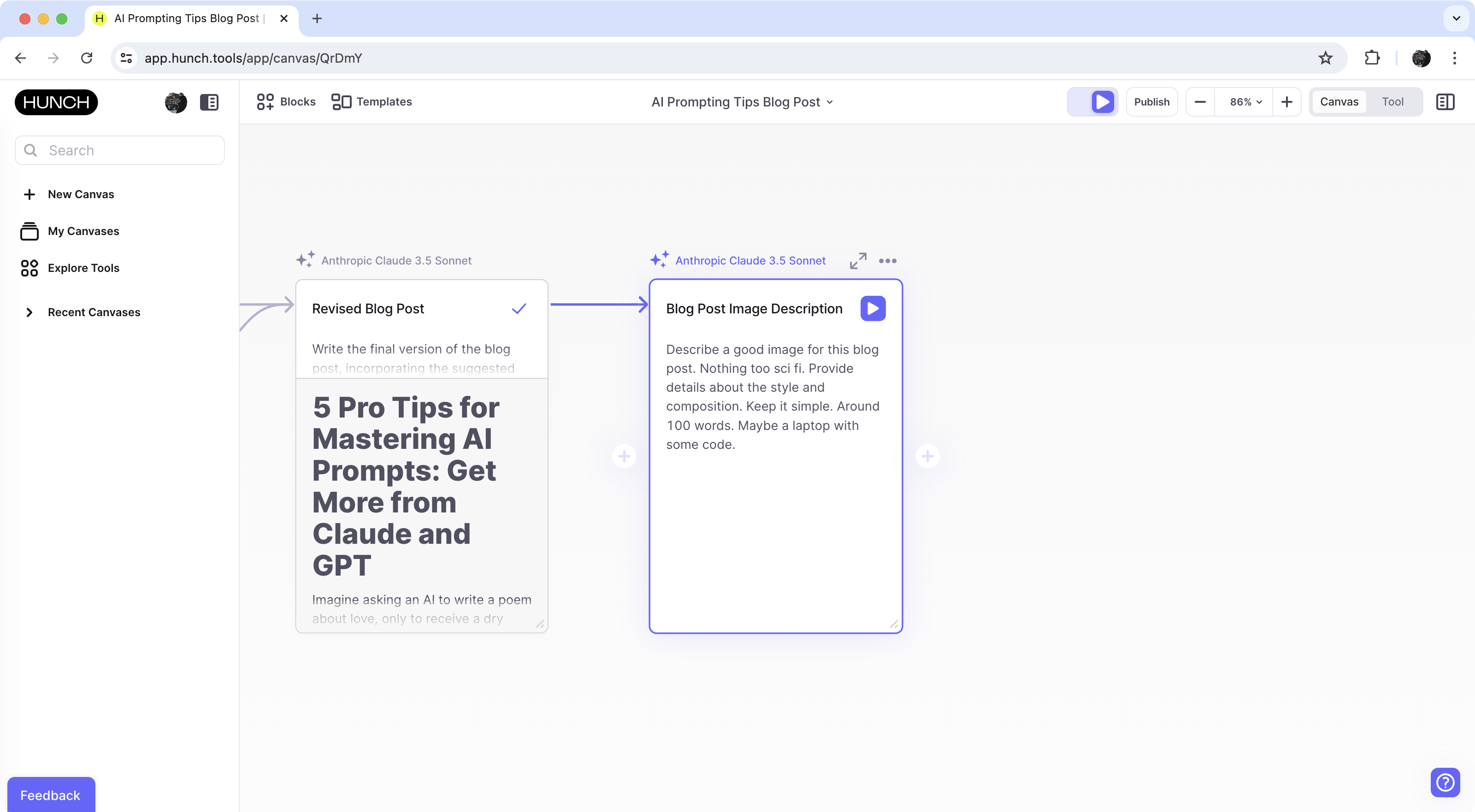 Canvas with image description block