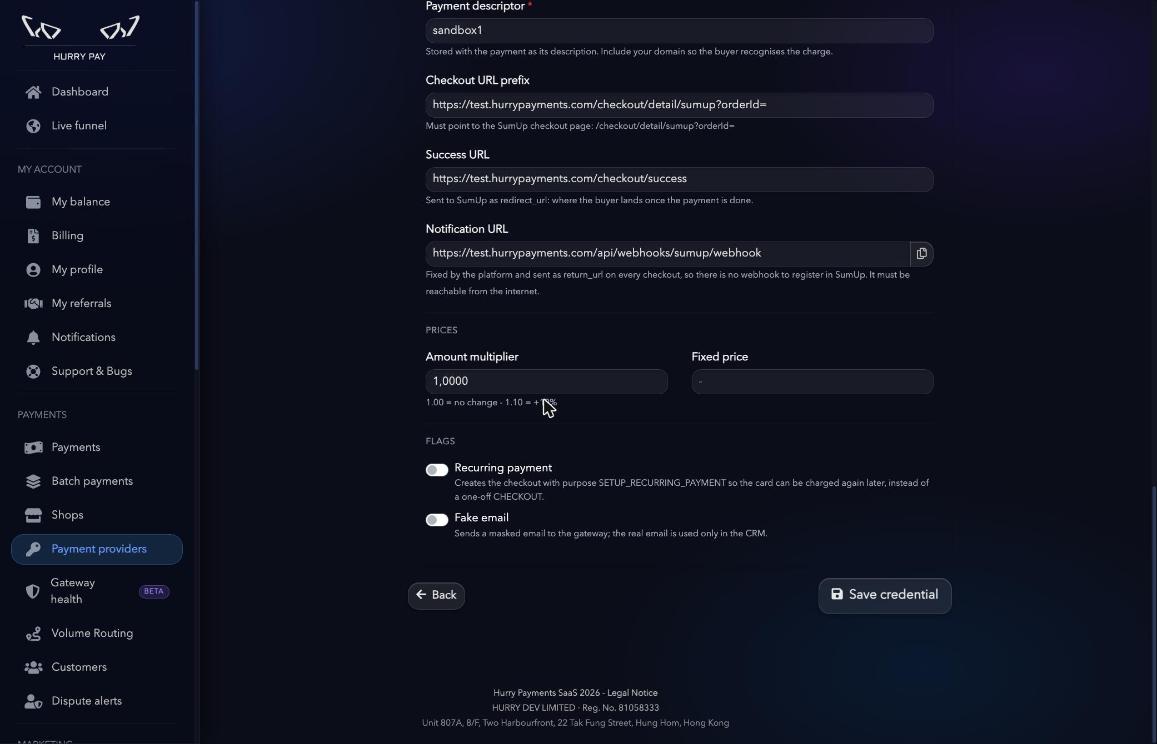 Configuración avanzada: URLs del checkout, precios y flags