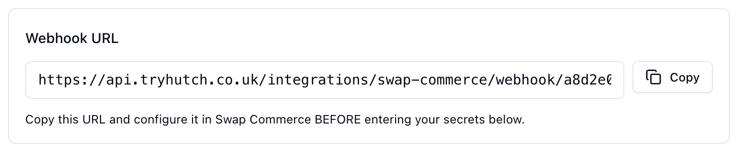 Swap Commerce Webhook URL
