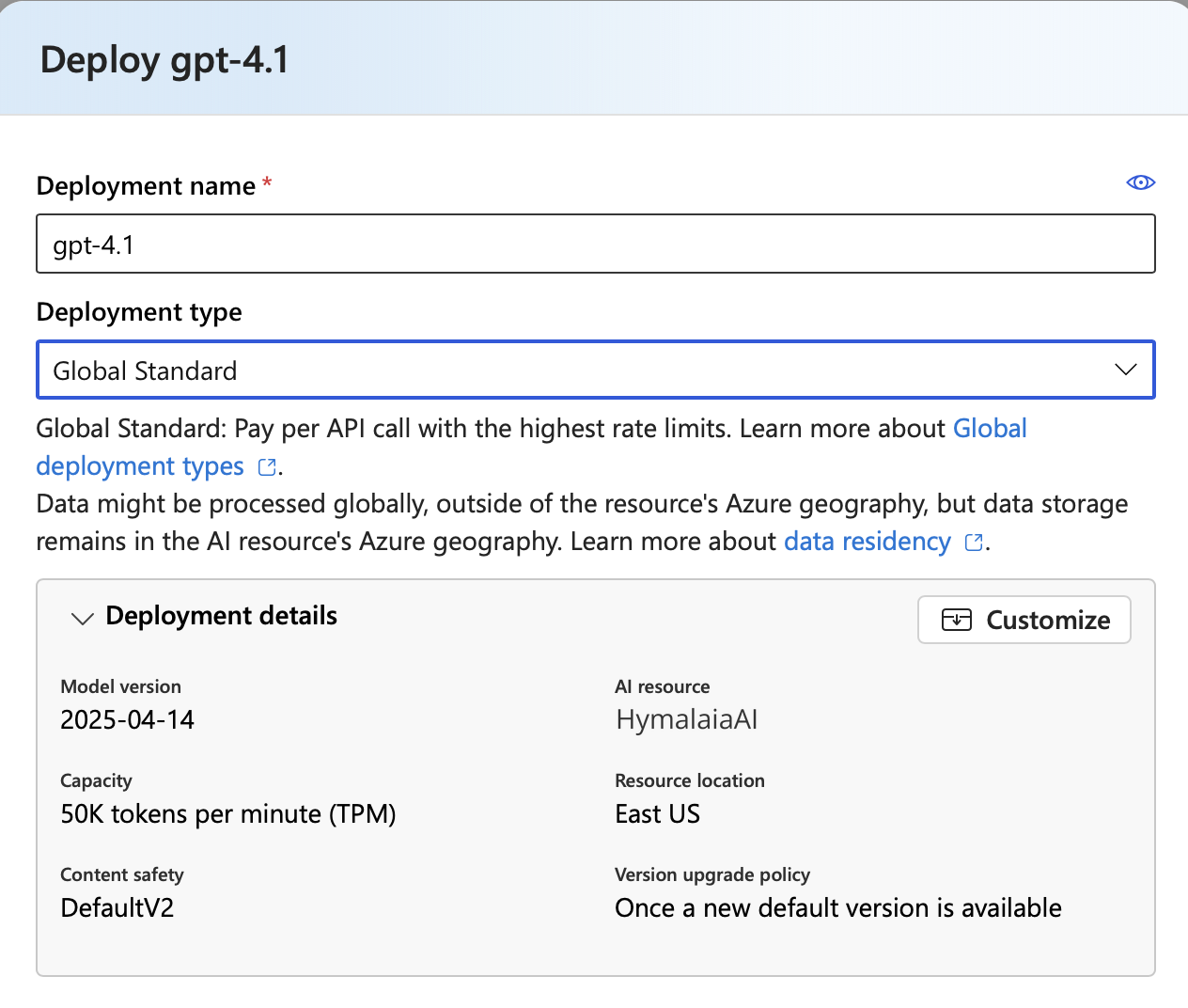 Azure OpenAI Model Deployment