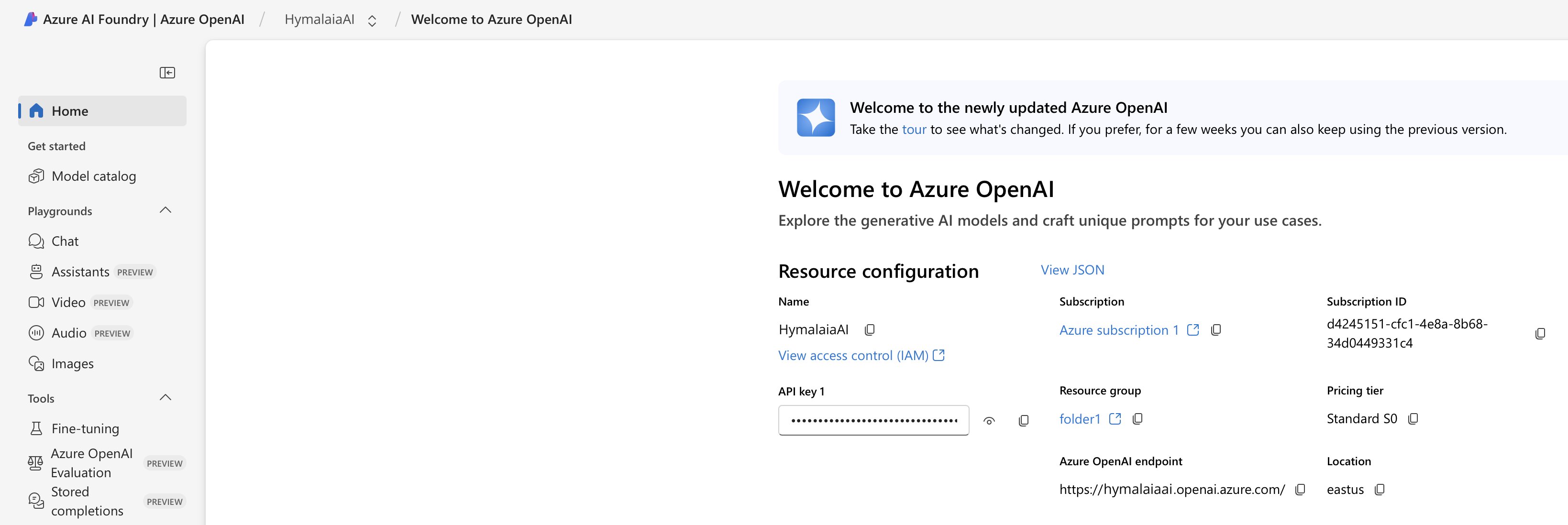 Azure OpenAI Service Landing Page