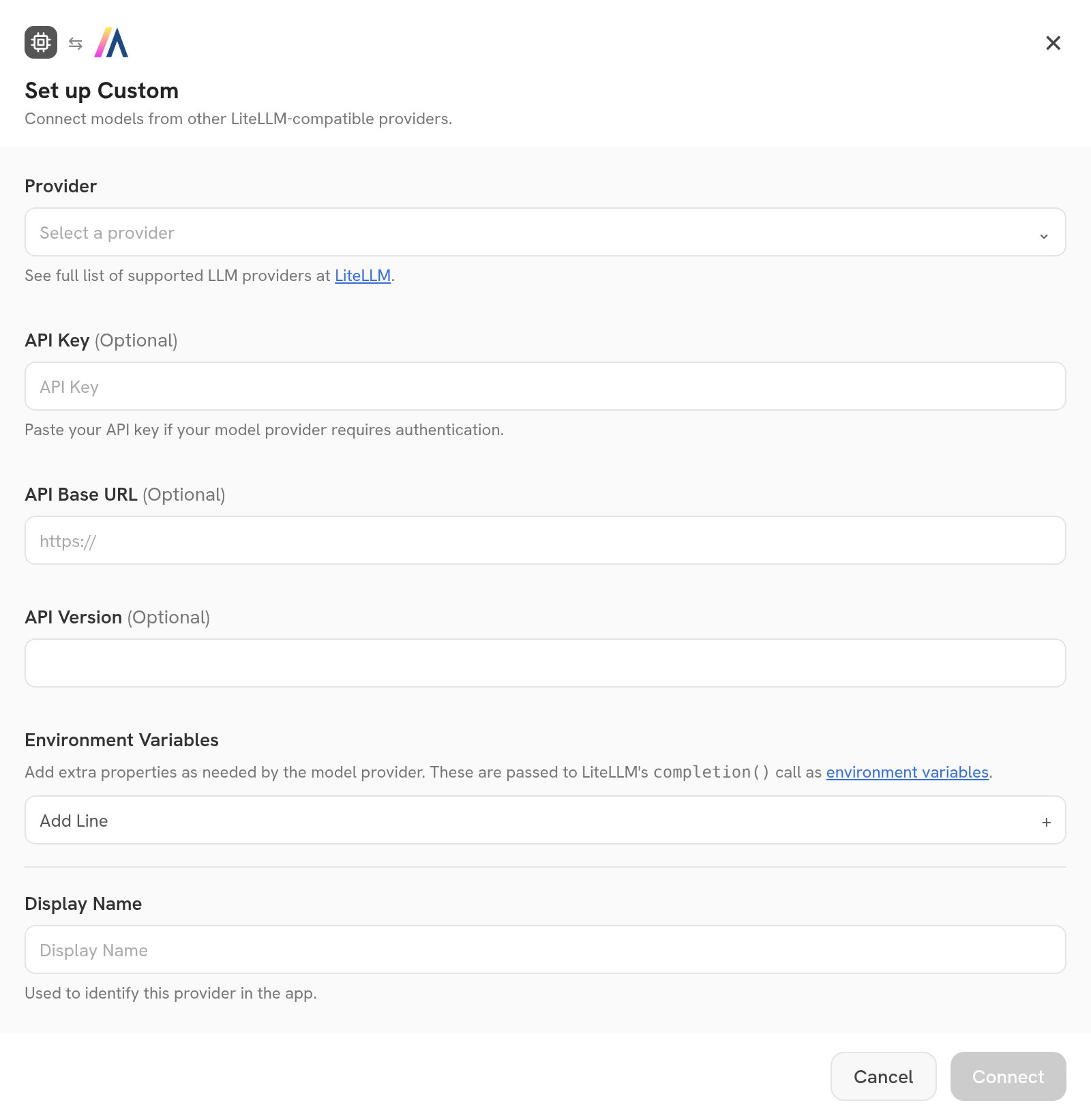 Custom provider configuration