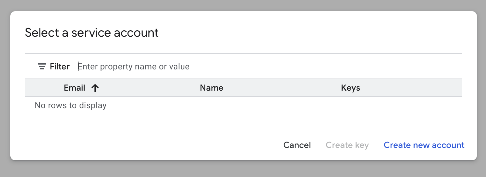 New service account