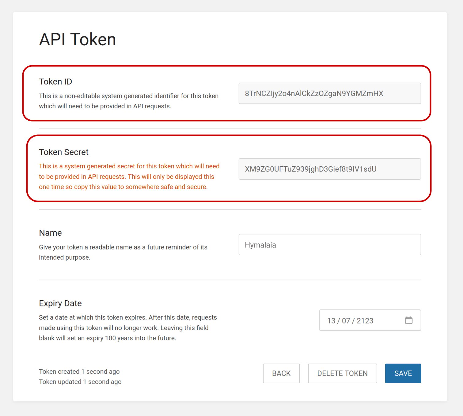 BookStack API Token View
