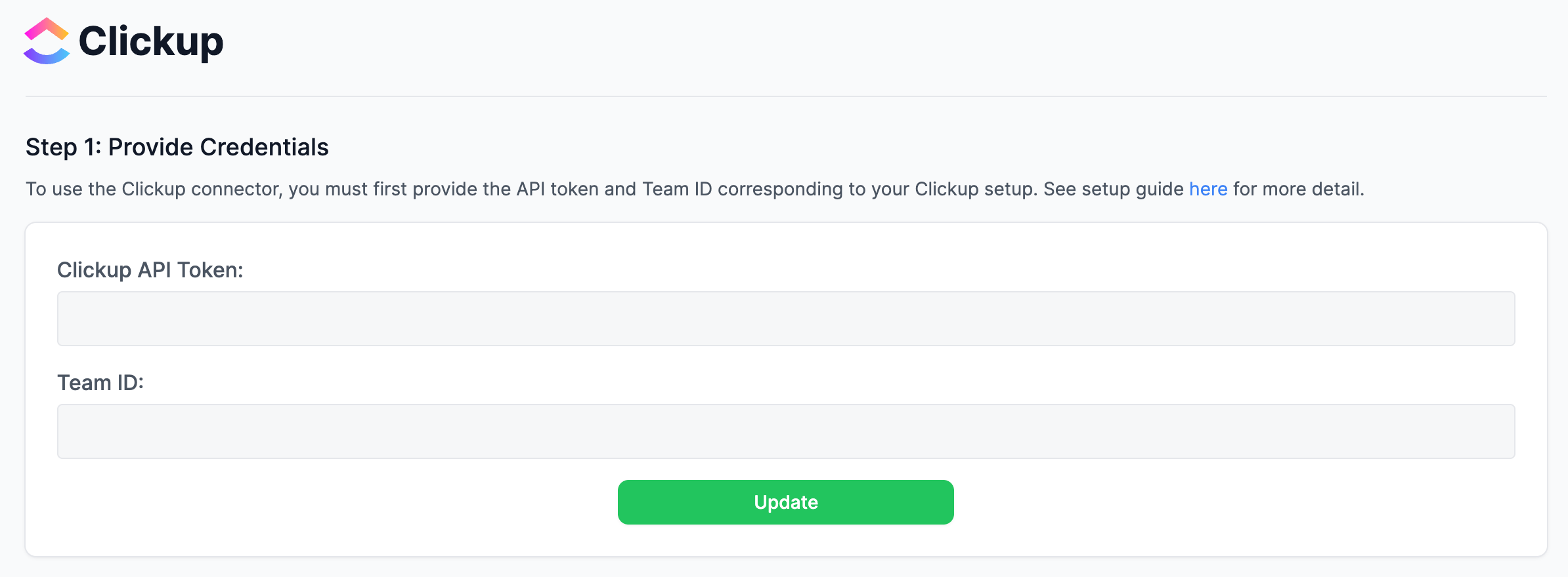 Clickup connector authentication