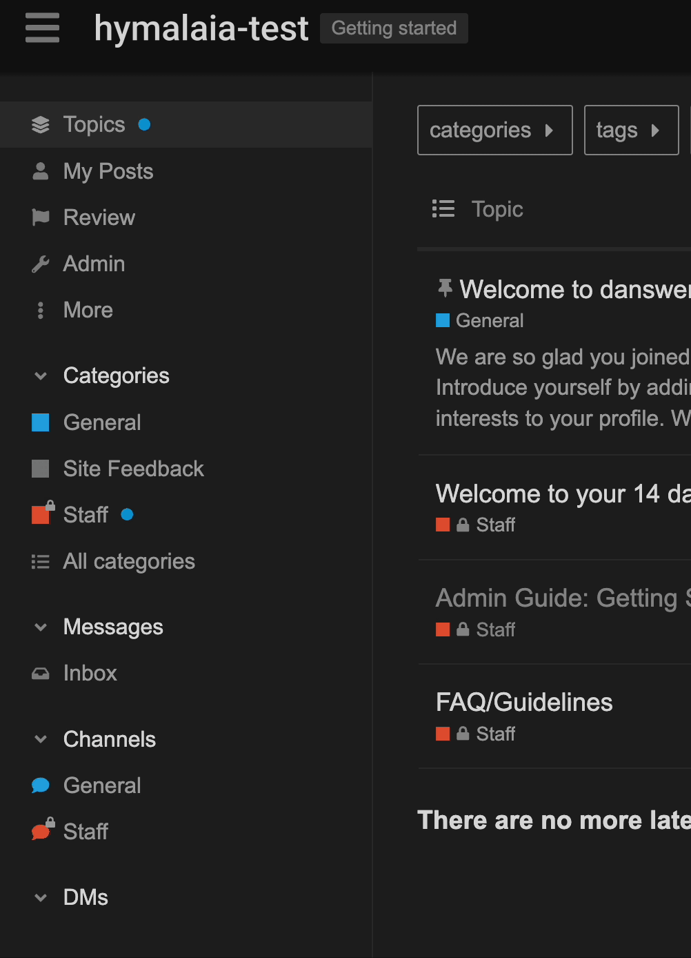 Discourse admin navigation to the API keys page