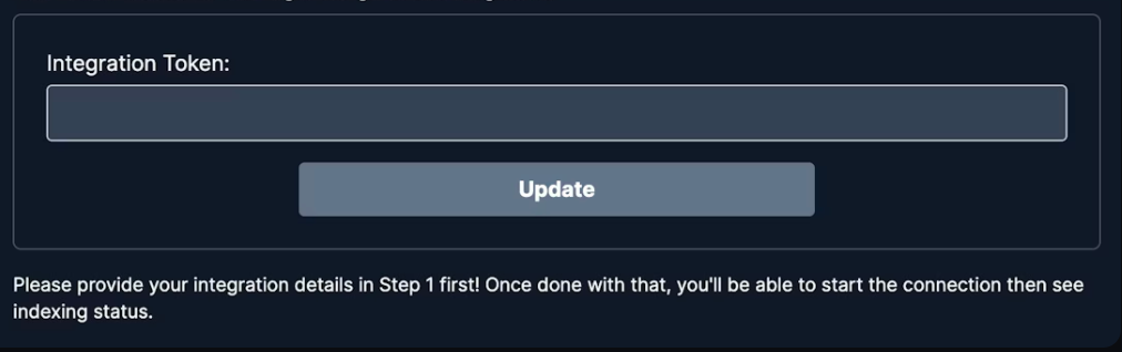 Hymalaia Notion connector authentication step to connect integration