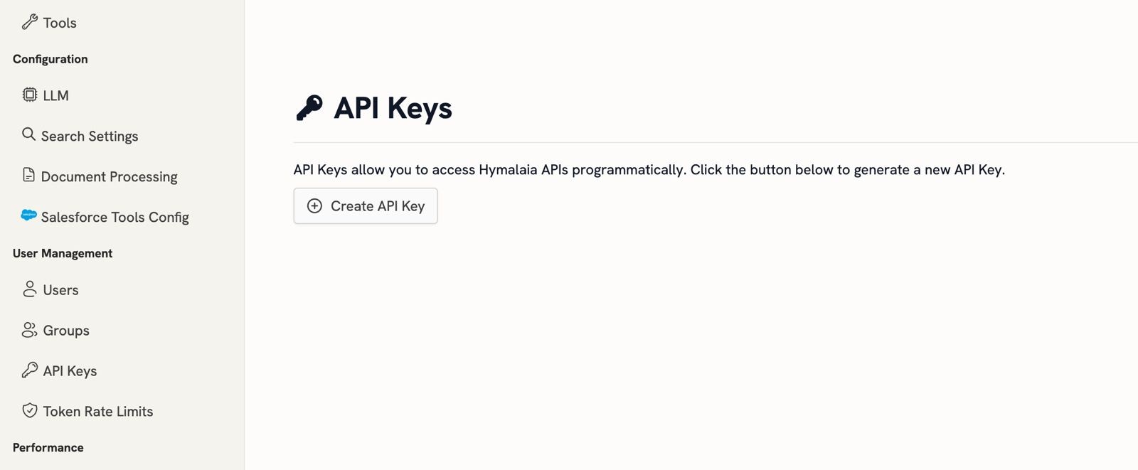 API Keys Interface