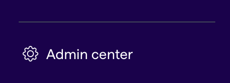 The bottom of the Gong sidebar, with the Admin center entry below the divider
