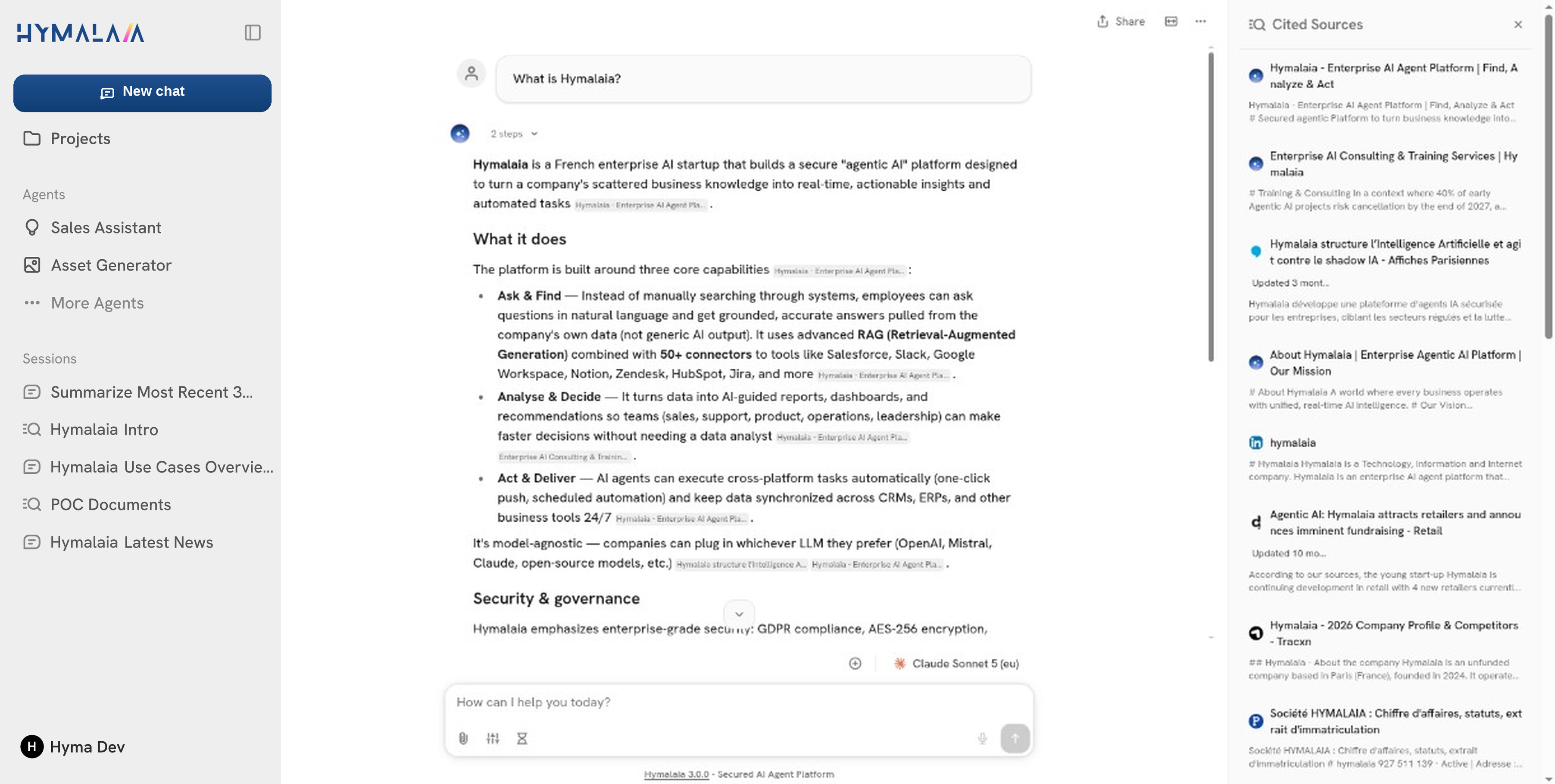 Hymalaia Chat Interface