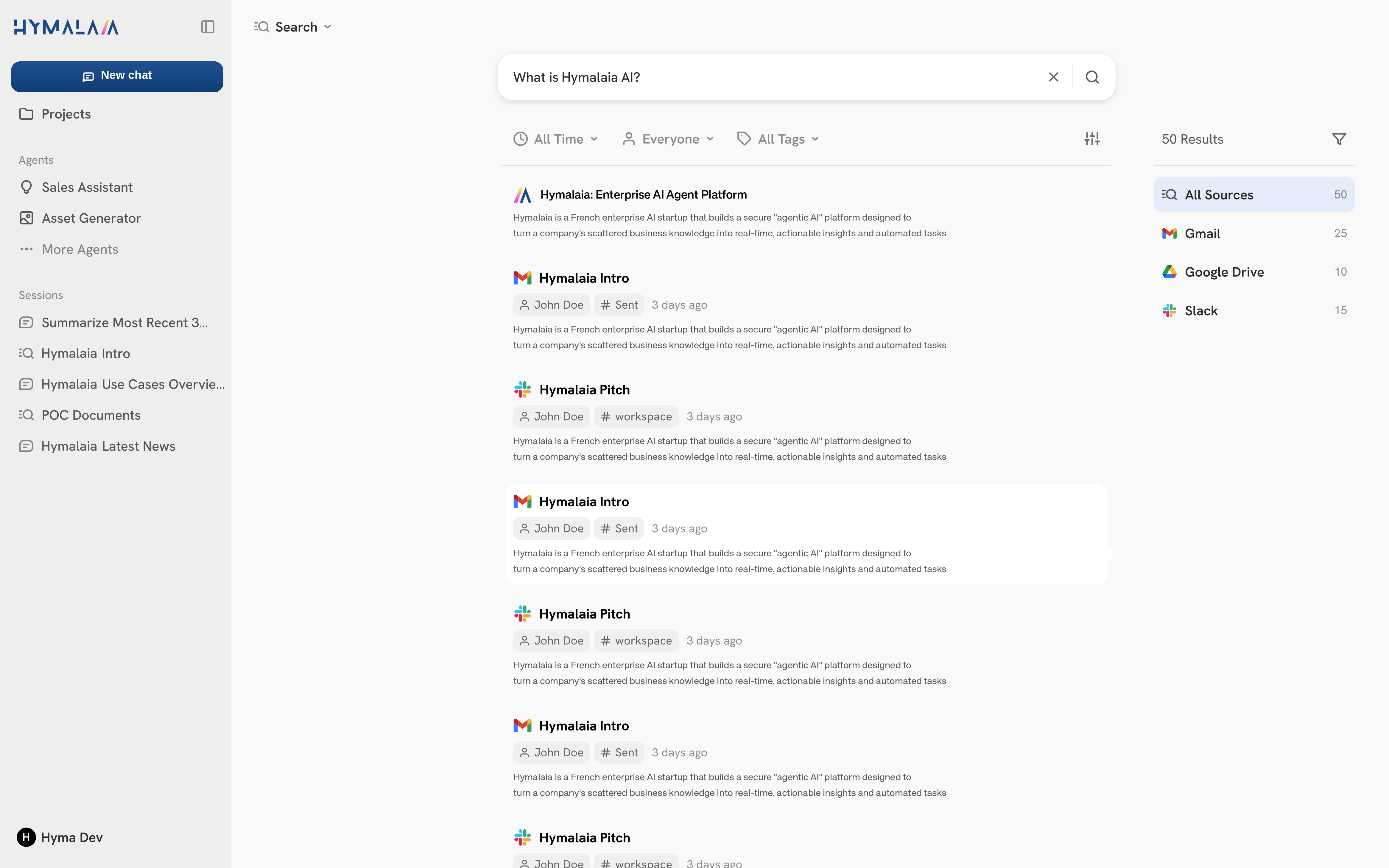 Hymalaia Search Interface
