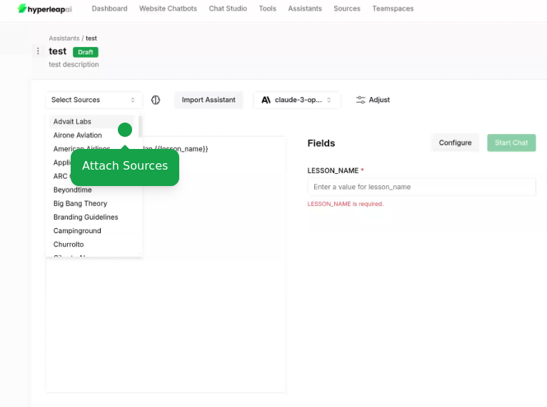 Attaching knowledge sources