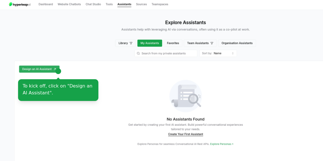 Creating a blank assistant