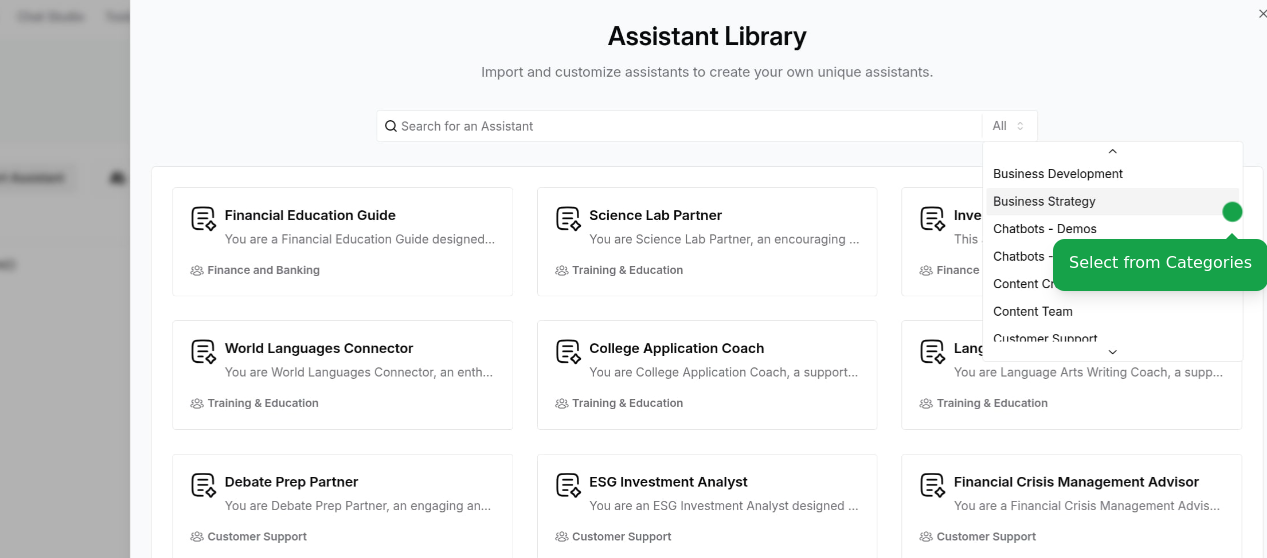Importing assistants