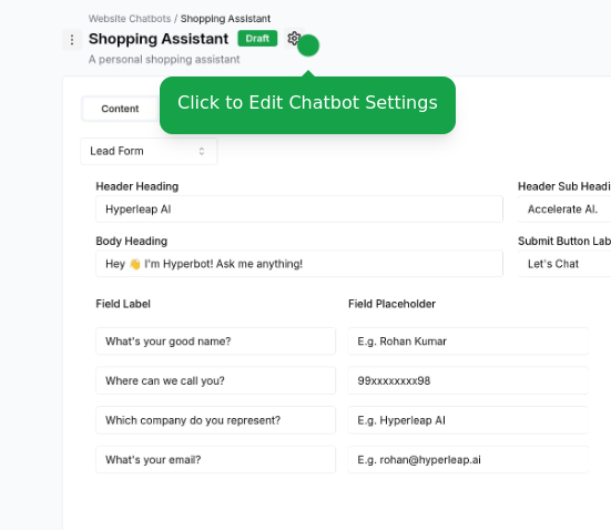 Edit chatbot settings