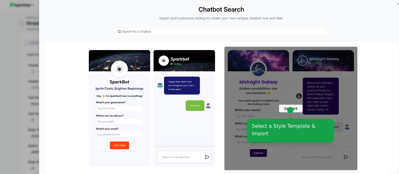 Select style template