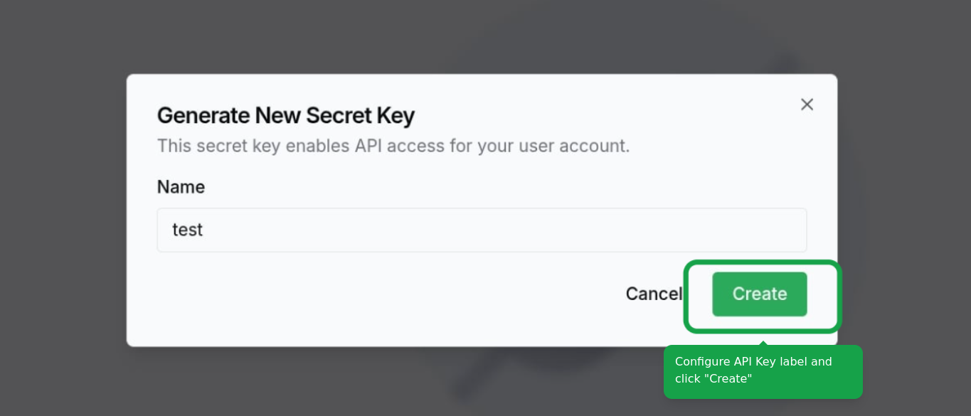 configure label and create api key