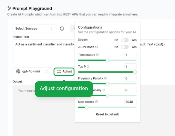 Adjusting configurations