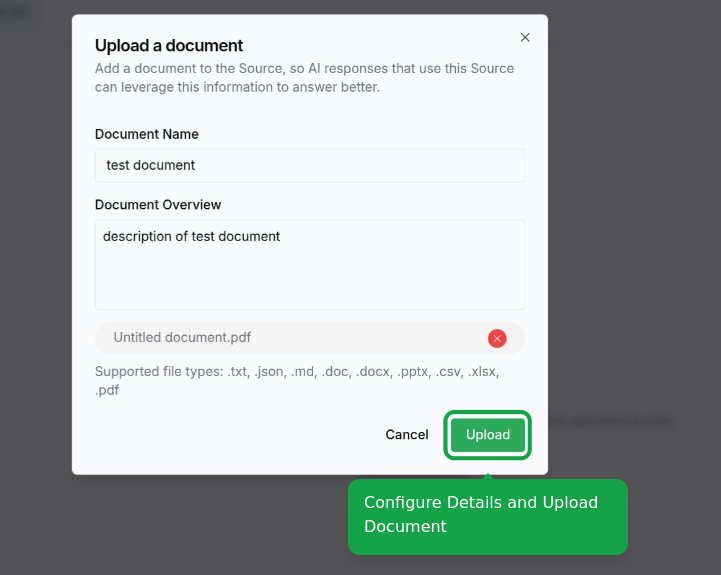 Configure details and upload document