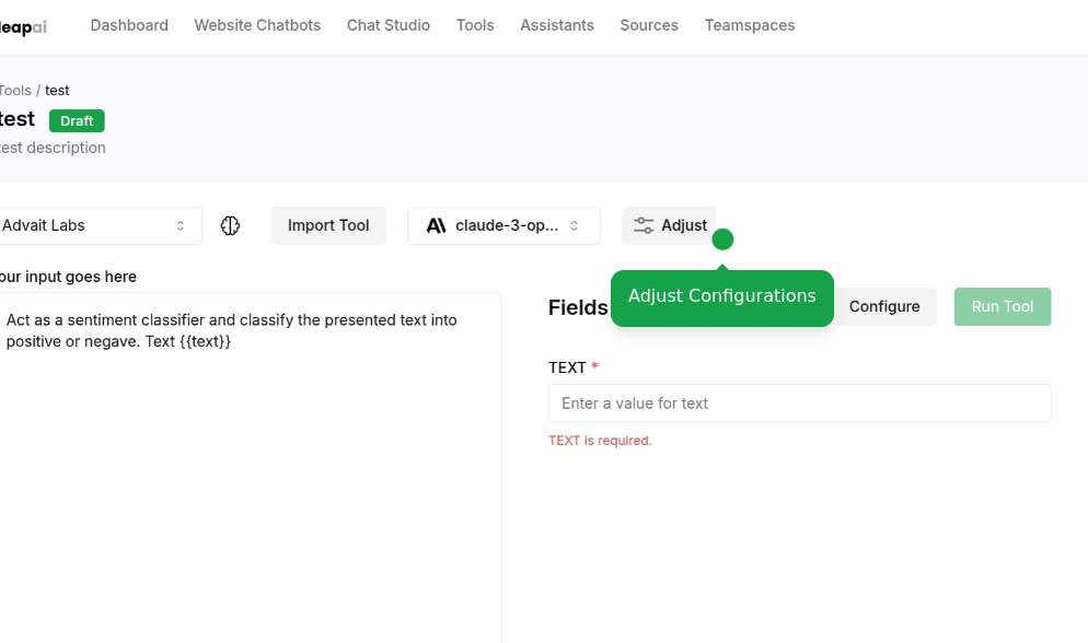 Adjusting configurations