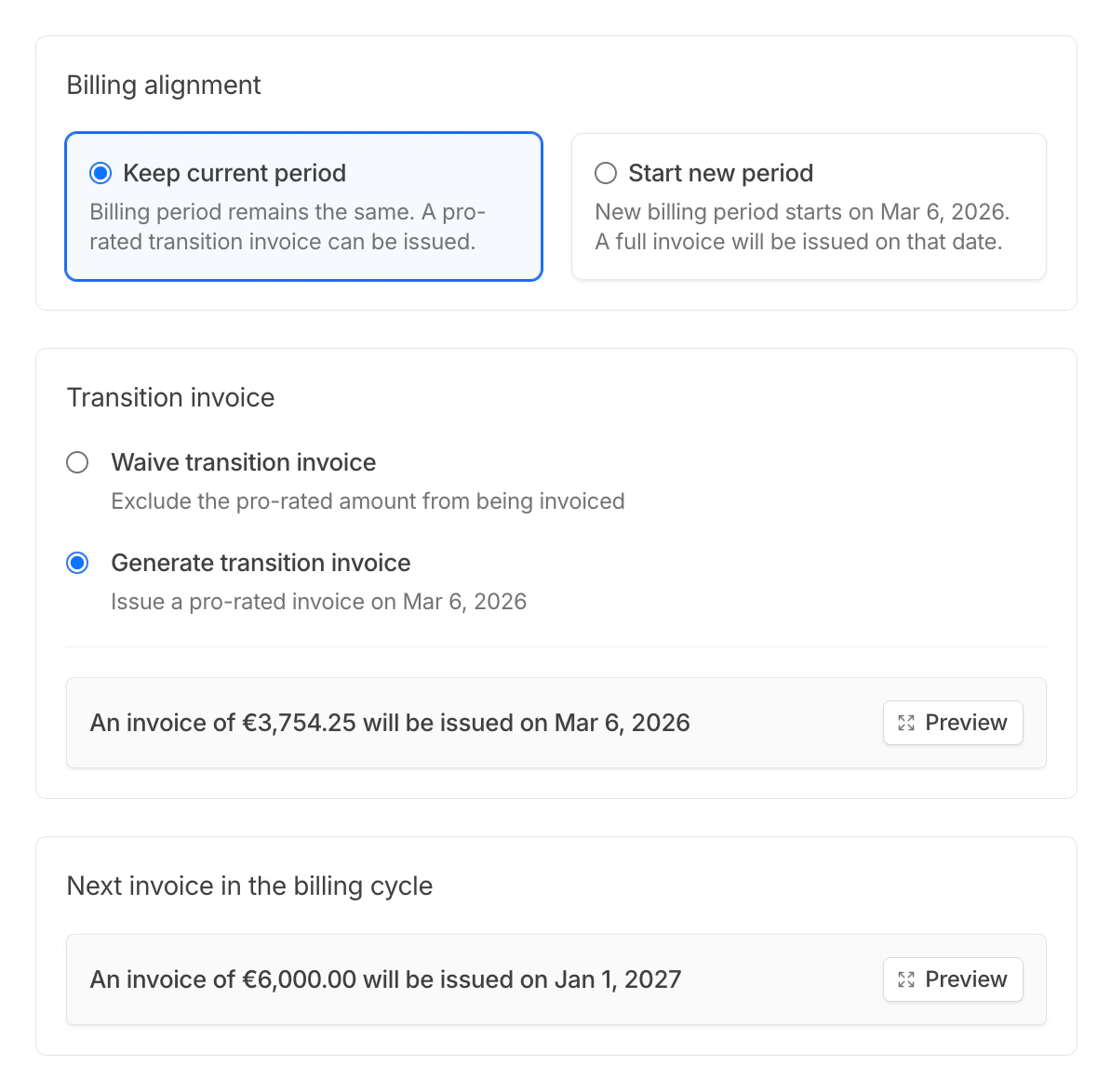Subscription Update Configure Transition