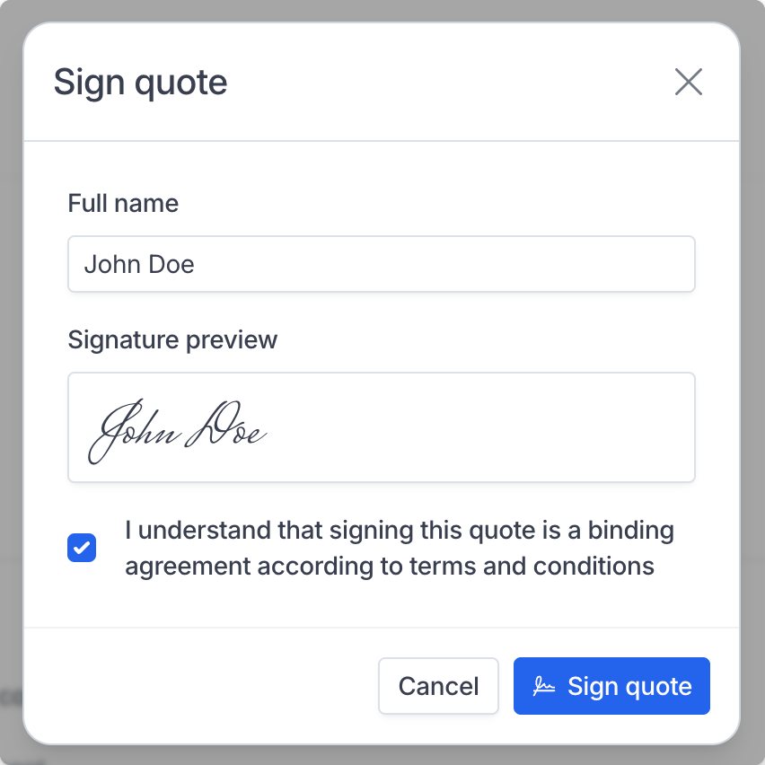 Quote signature - Hyperline