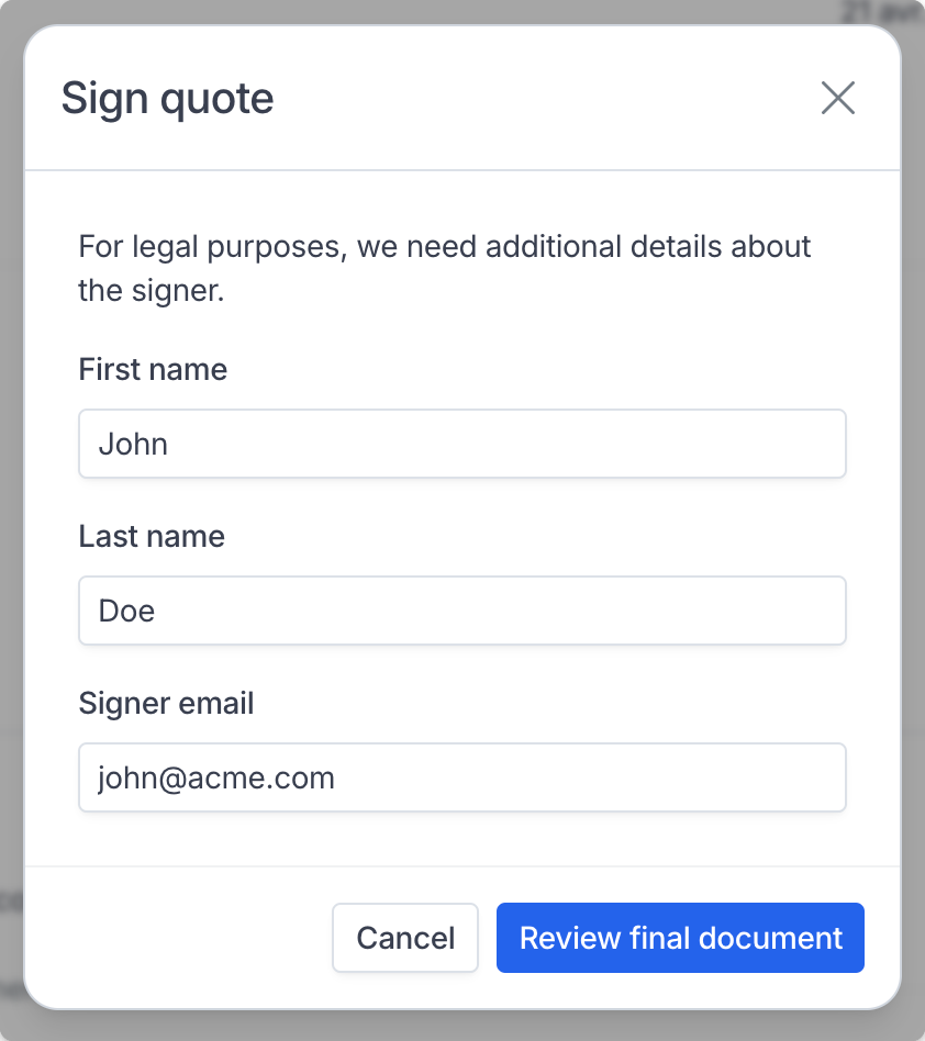 Quote signature - Hyperline