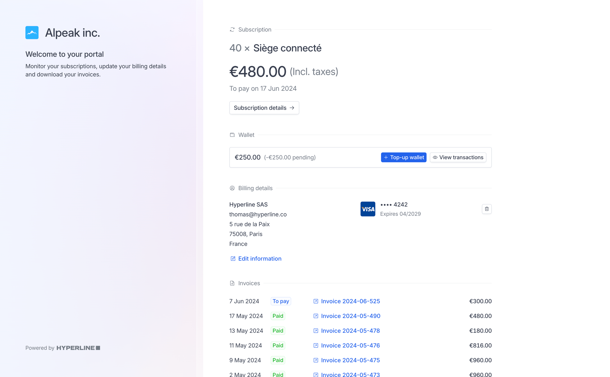 Customer 252 Public customer portal - Hyperline