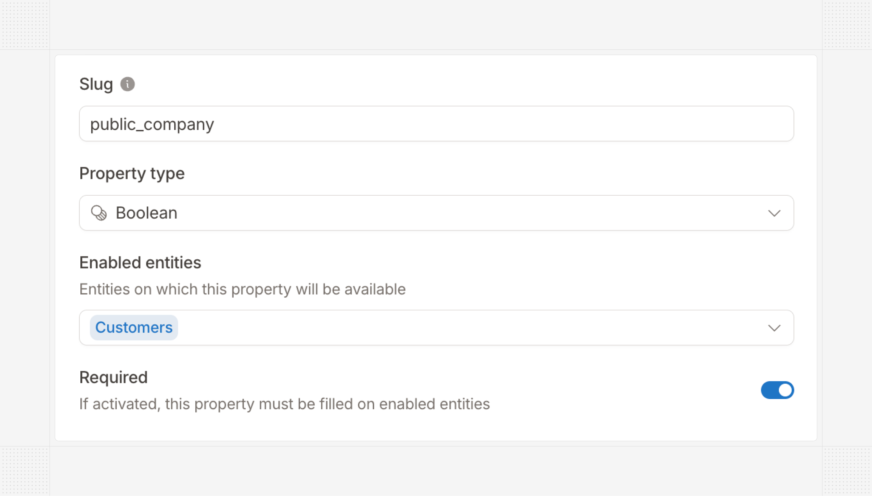 Required custom properties