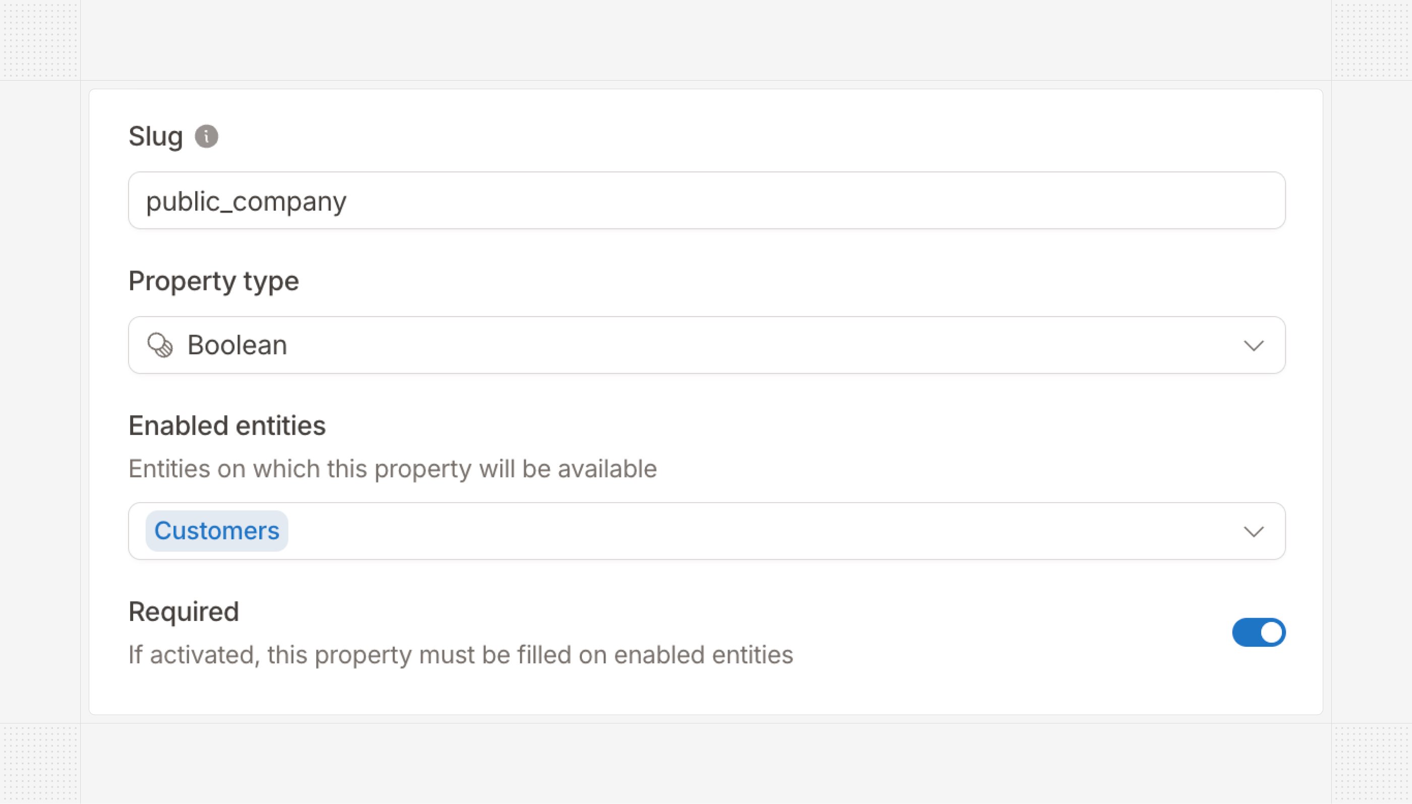 Required custom properties