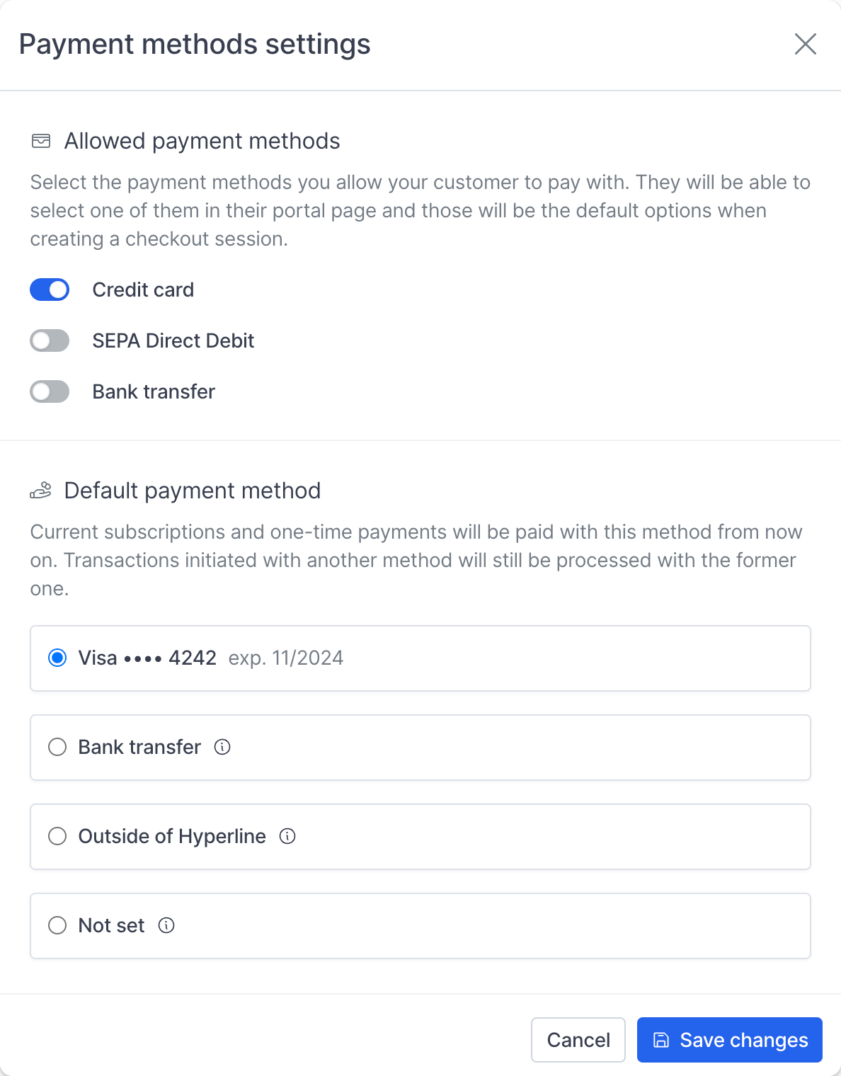 Peyment Methods Payment methods - Hyperline