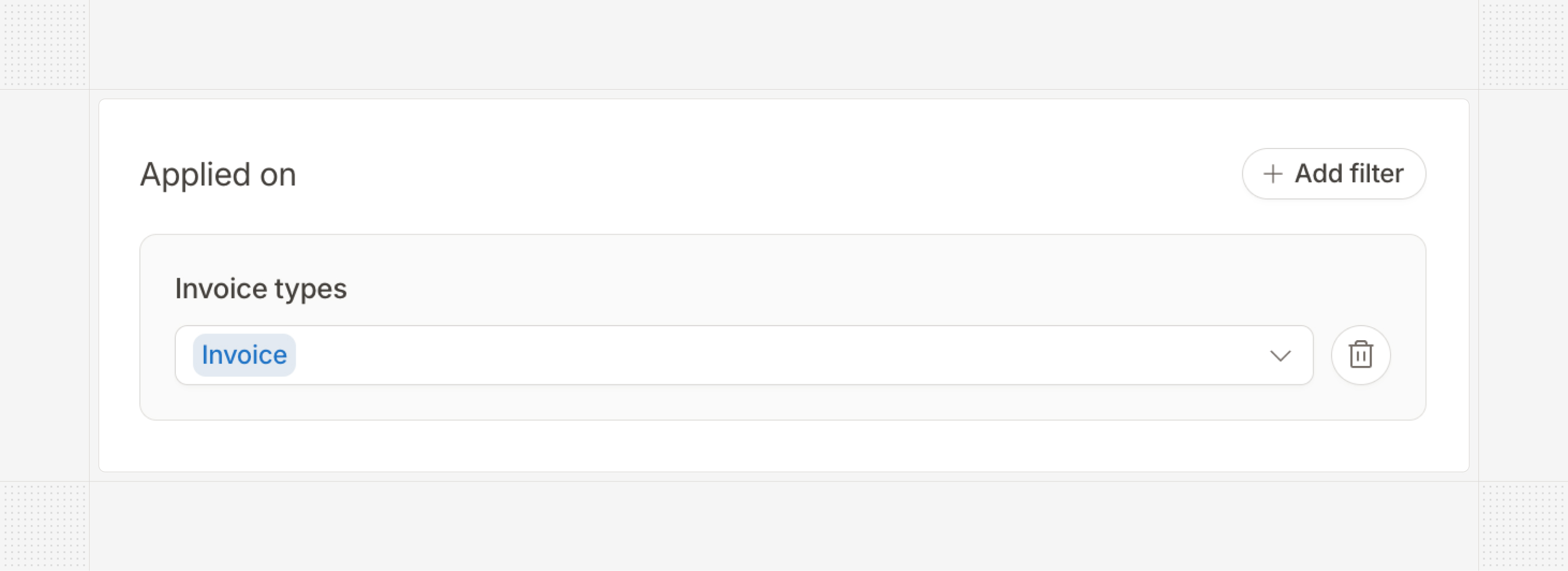 Invoice type filter in an accounting rule
