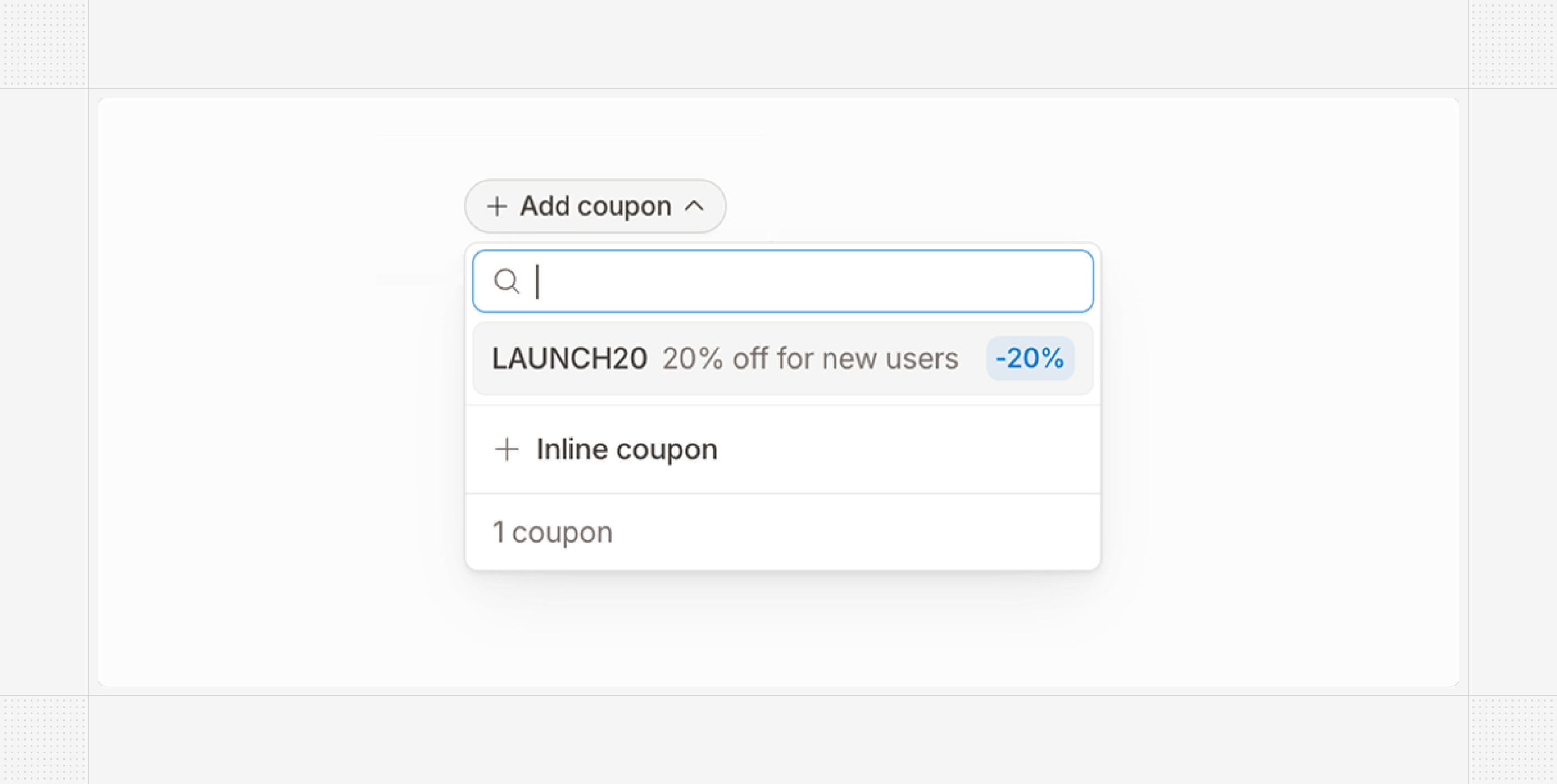 Selecting a catalog coupon on an invoice