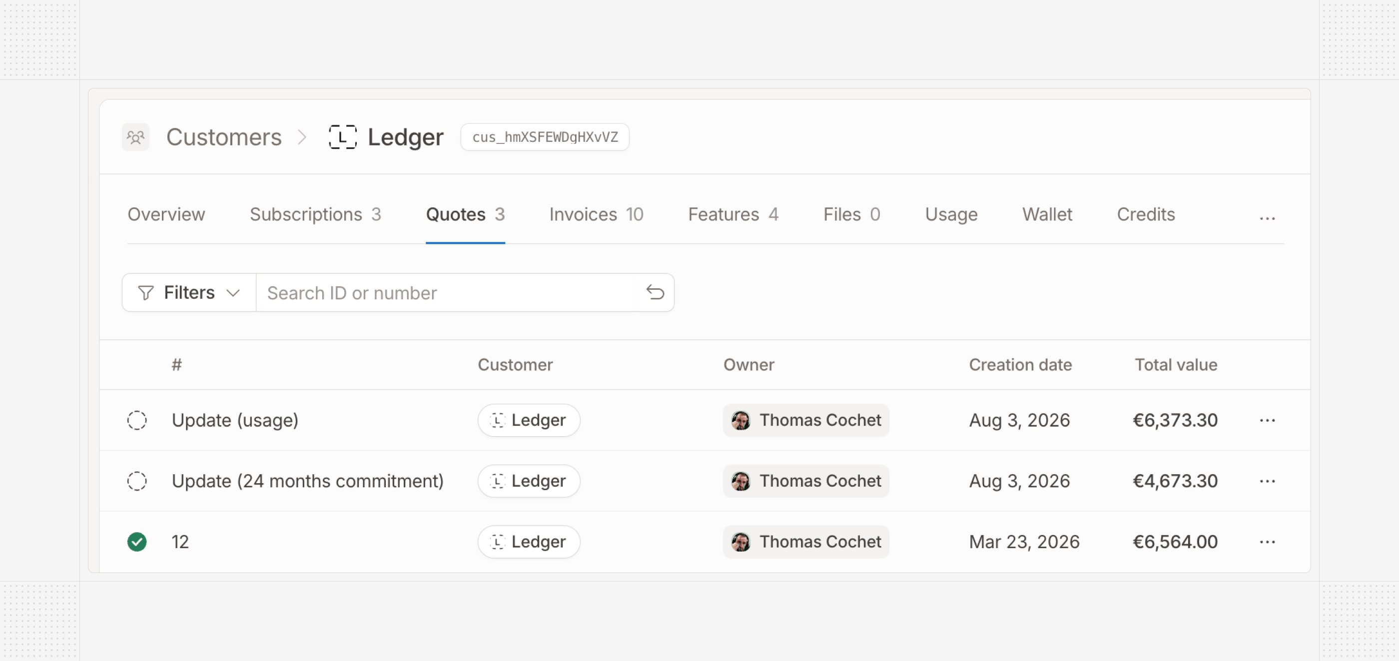 Concurrent subscription-update quotes