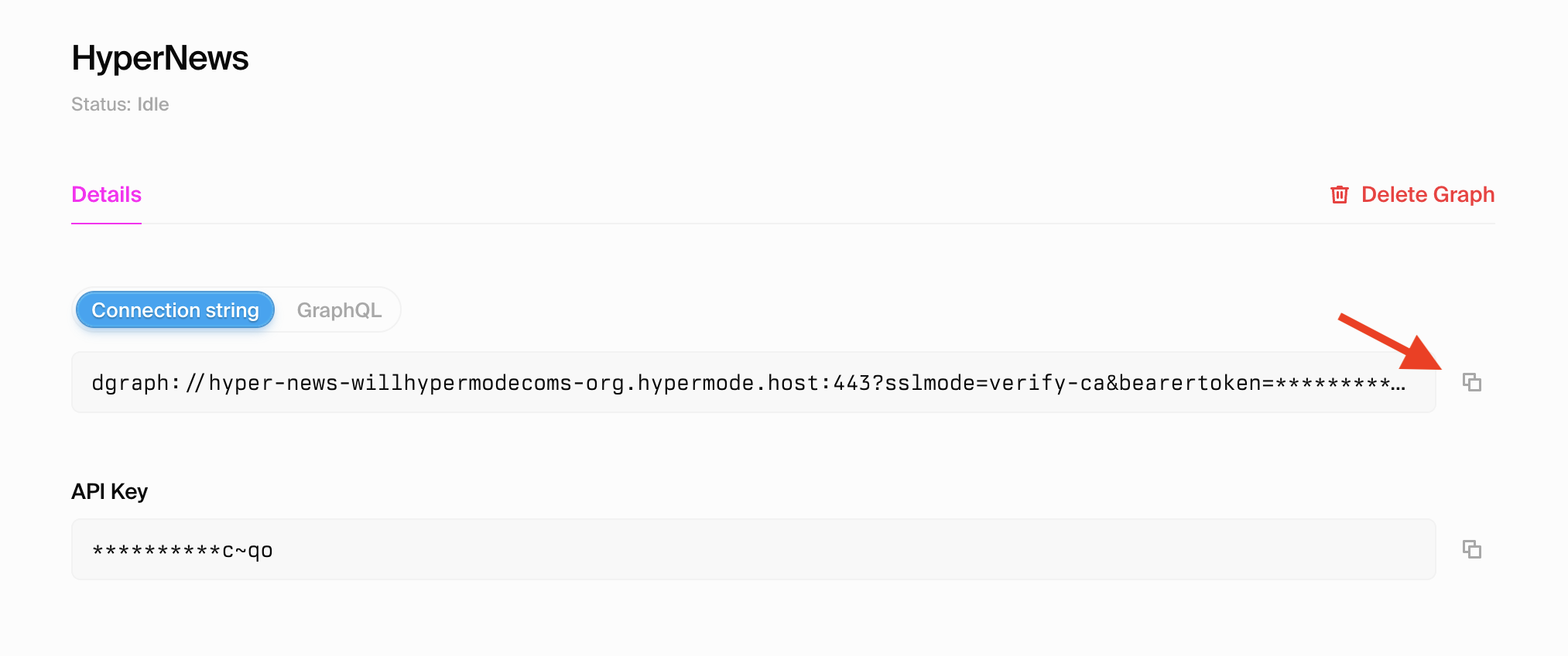 dgraph connection string
