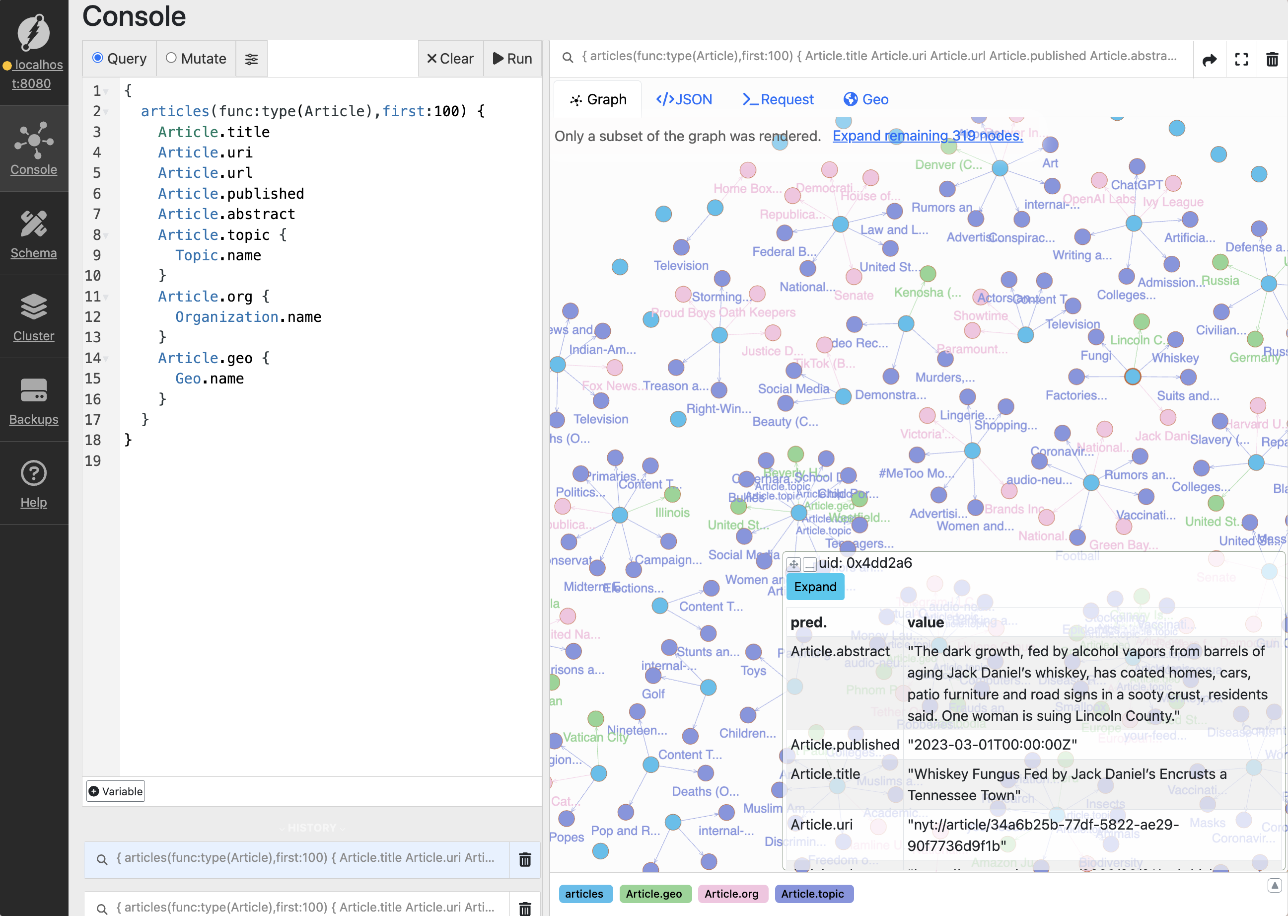 querying the graph using Ratel
