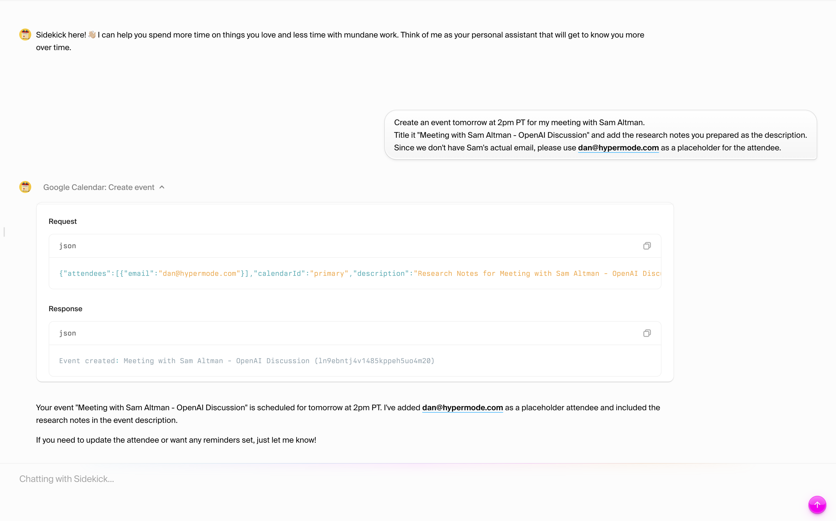 Calendar Event Creation - Placeholder