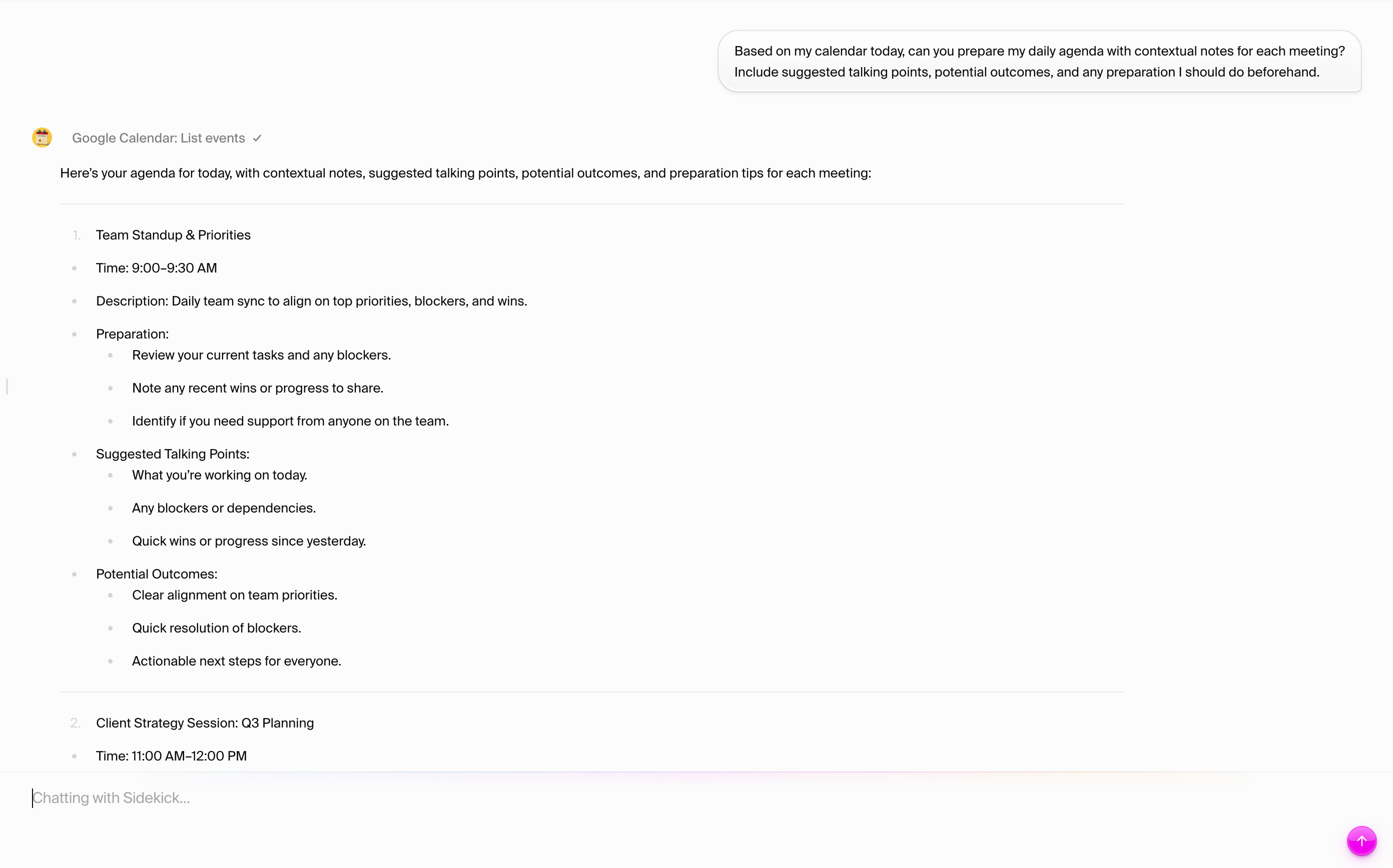 Daily Agenda Preparation
