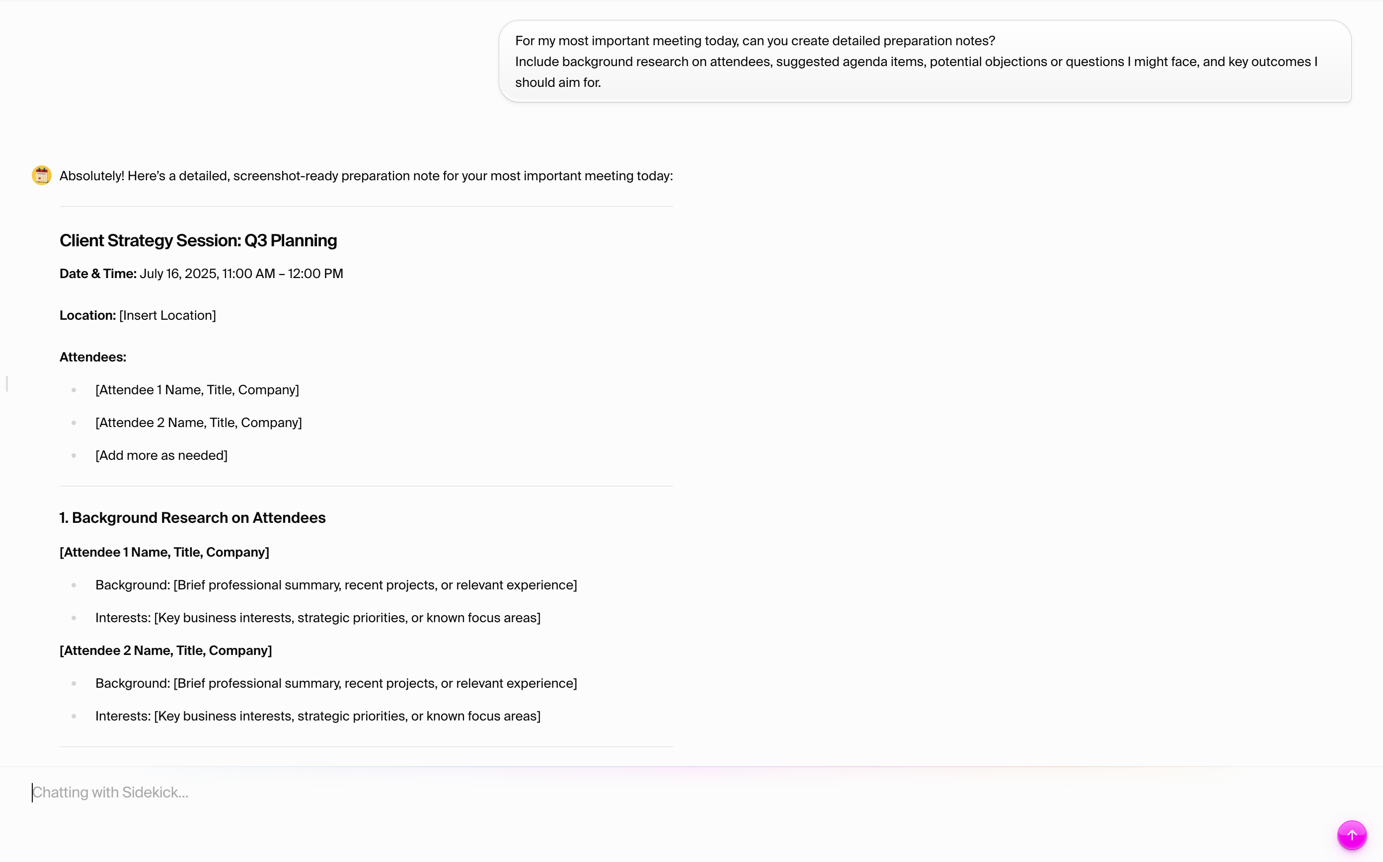 Meeting Preparation Notes